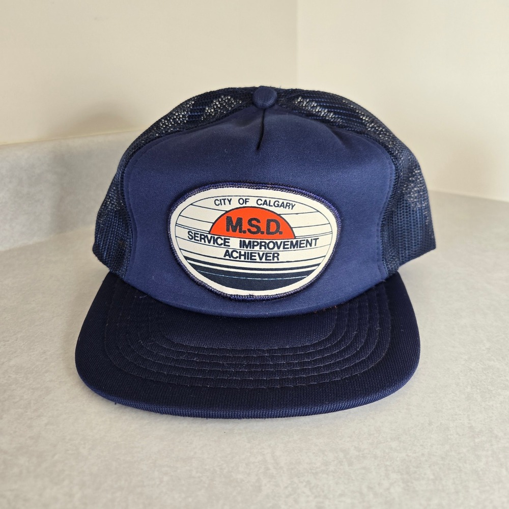 Vintage City of Calgary MSD Trucker Hat Blue Service Improvement Achiever‎